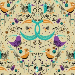 Обои Aura La Tapicera Groovy Birds Gold WP182084 10,05×0,53