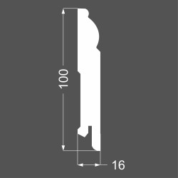 Плинтус МДФ под покраску Ликорн Р 4.100.16 фигурный 2070×100×16, технический рисунок
