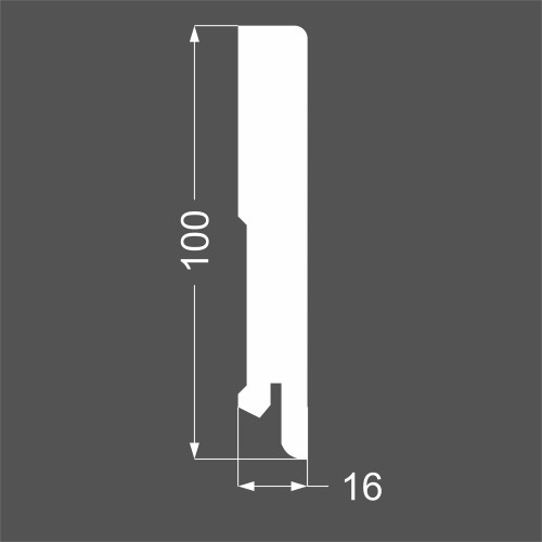 Плинтус МДФ под покраску Ликорн Р 6.100.16 прямой 2070×100×16, технический рисунок