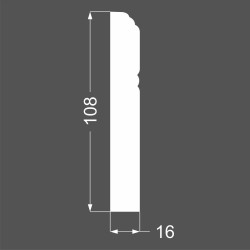 Плинтус МДФ под покраску Ликорн Р 7.108.16 фигурный 2070×108×16, технический рисунок