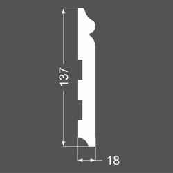 Плинтус МДФ под покраску Ликорн Р 8.137.18 фигурный 2070×137×18, технический рисунок