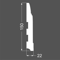 Плинтус МДФ под покраску Ликорн Р 13.150.22 фигурный 2070×150×22, технический рисунок
