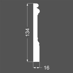 Плинтус МДФ под покраску Ликорн Р 15.134.16 фигурный 2070×134×16, технический рисунок