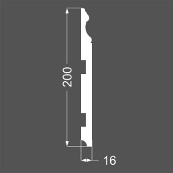Плинтус МДФ под покраску Ликорн Р 16.200.16 фигурный 2070×200×16, технический рисунок