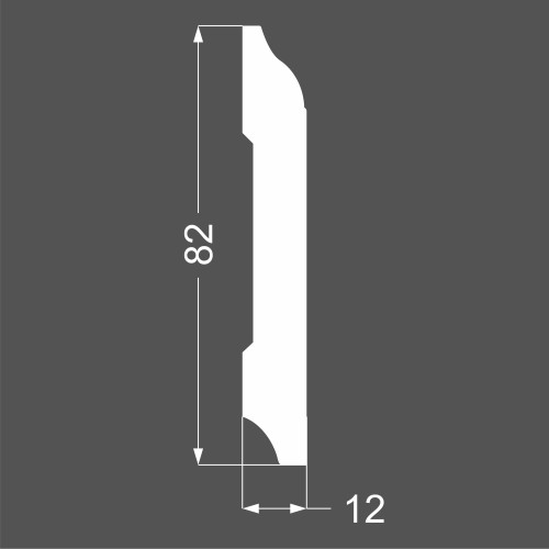 Плинтус МДФ под покраску Ликорн Р 18.82.12 фигурный 2070×82×12, технический рисунок