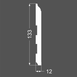 Плинтус МДФ под покраску Ликорн Р 18.133.12 фигурный 2070×133×12, технический рисунок