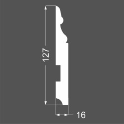 Плинтус МДФ под покраску Ликорн Р 24.127.16 фигурный 2070×127×16, технический рисунок