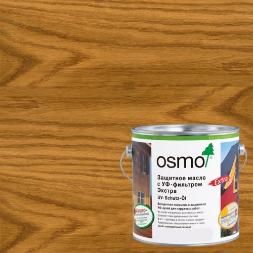 Защитное масло с УФ-фильтром Экстра Osmo UV-Schutz-Ol Extra 425 Дуб 0,125 л Защитное масло с УФ-фильтром Экстра Osmo UV-Schutz-Ol Extra 425 Дуб 0,125 л