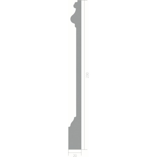 Плинтус ЛДФ под покраску Ultrawood Base 5800 фигурный 2440×230×20, технический рисунок