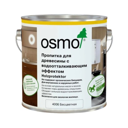 Водоотталкивающая пропитка для древесины Osmo Holzprotektor 4006 2,5 л