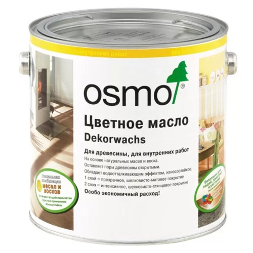 Масло с твердым воском для дерева Osmo Dekorwachs Transparent цвет 3164 Дуб шелковисто-матовый 2,5 л