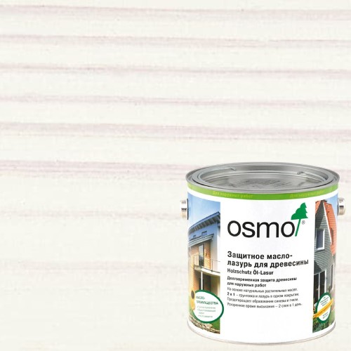 Масло-лазурь для дерева Osmo Holz-Schutz Ol Lasur цвет 900 Белый шелковисто-матовое 2,5 л