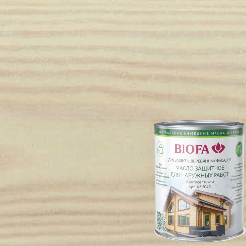 Масло для фасадов Biofa 2043 цвет 4345 Молочный дуб 1 л