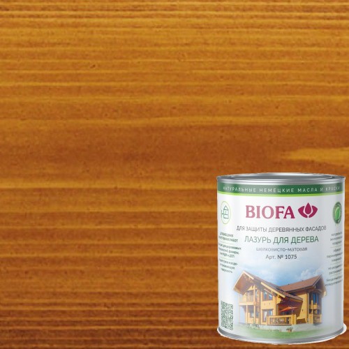 Лазурь для дерева Biofa 1075 цвет 1004 Голдахор 1 л