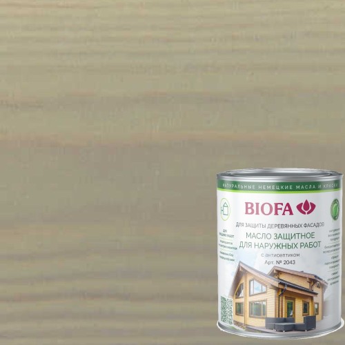 Масло для фасадов Biofa 2043 цвет 4344 Серый дуб 0,375 л