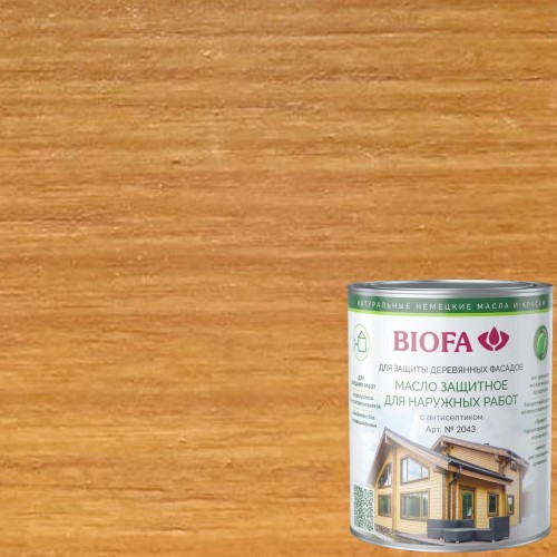 Масло для фасадов Biofa 2043 цвет 4340 Желтый дуб 1 л