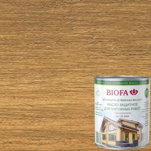 Масло для фасадов Biofa 2043 цвет 4343 Дуб натуральный 1 л