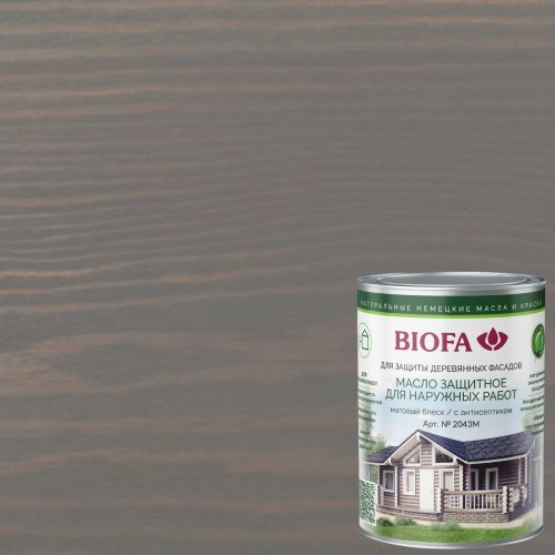 Масло для фасадов Biofa 2043М цвет 4331 Серая гавань 1 л