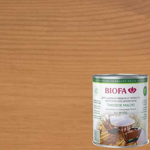 Масло тиковое для дерева Biofa 3752 цвет 6002 Босфор 1 л