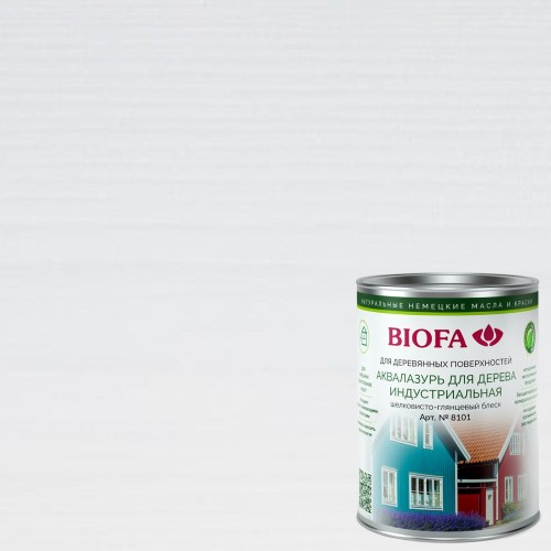 Аквалазурь для дерева Biofa 8101 цвет 8101 Белый 10 л