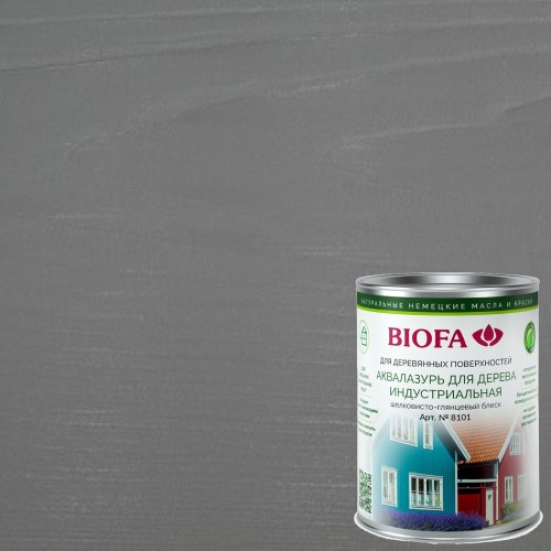 Аквалазурь для дерева Biofa 8101 цвет 8106 Серебристый серый 10 л