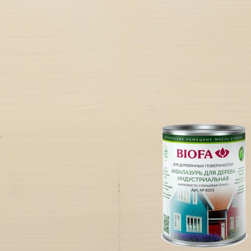 Аквалазурь для дерева Biofa 8101 цвет 8114 Экрю 0,4 л