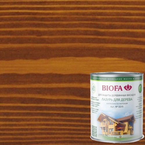 Лазурь для дерева Biofa 1075 цвет 1006 Темный орех 0,375 л