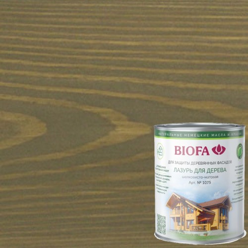 Лазурь для дерева Biofa 1075 цвет 1008 Мокрый асфальт 2,5 л