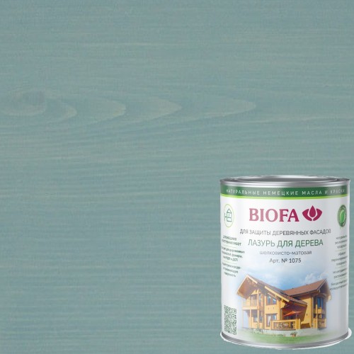 Лазурь для дерева Biofa 1075 цвет 1019 Морской бриз 1 л