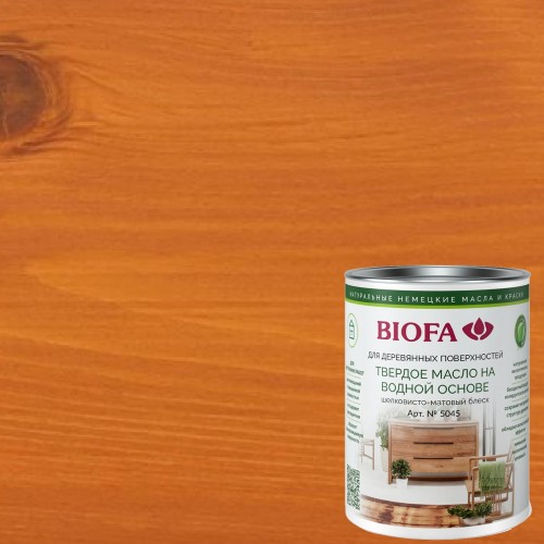 Масло с твердым воском для дерева Biofa 5045 цвет 5005 Ривьера шелковисто-матовое 0,9 л