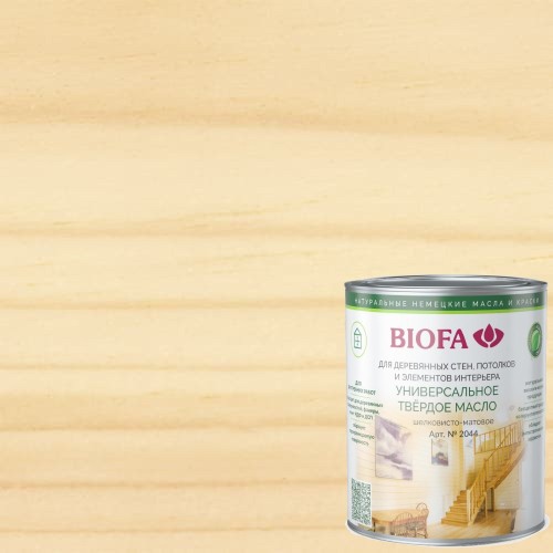 Масло бесцветное с твердым воском для дерева Biofa 2044 10 л