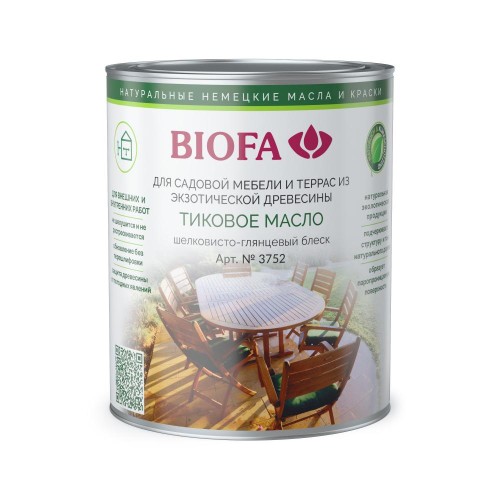 Бесцветное масло тиковое для дерева Biofa 3752 2,5 л
