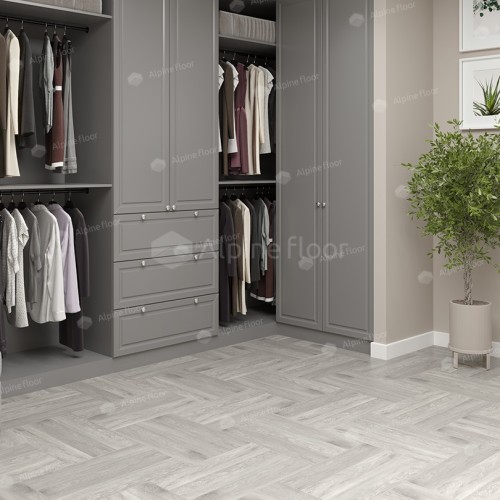 Кварцвиниловый SPC ламинат Alpine Floor Parquet Light Дуб Полис ECO 13-21 венгерская елка 600×125×4