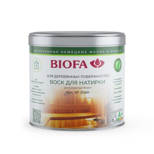 Бесцветный воск для натирки Biofa 2060 для бань и саун 1 л