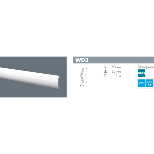 Молдинг из полистирола под покраску NMC Wallstyl Essenza WD3 2000×70×15