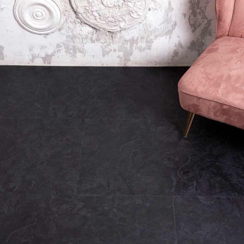Кварцвиниловая плитка Vinilam клеевая Ceramo Stone Glue Сланцевый Черный 61607 950×475×2,5