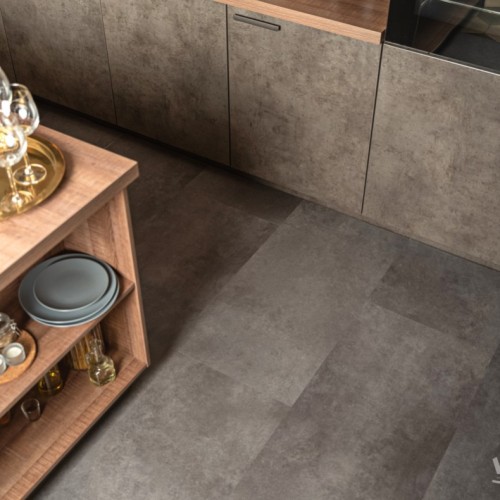 Кварцвиниловая плитка Vinilam клеевая Ceramo Stone Glue Цемент Cтальной 71610 950×475×2,5