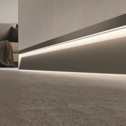 Плинтус алюминиевый теневой Profilpas SKL/2 Concrete Graphite 78593 прямой со скосом с подсветкой 2700×63×10