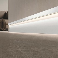Плинтус алюминиевый теневой Profilpas SKL/2 Concrete White 78592 прямой со скосом с подсветкой 2700×63×10