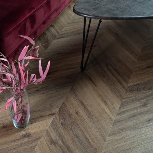 Кварцвиниловый SPC ламинат Vinilam Parquet Chevron Шеврон Лувр I107516 французская елка 1293×305×8,5