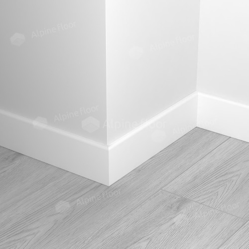 Плинтус кварц-виниловый Alpine Floor Grand Sequoia Белый Матовый ECO 11−00 прямой скругленный 2200×80×11 фото в интерьере