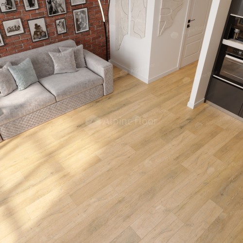 Виниловый пол Alpine Floor замковый Premium XL Дуб Медовый ECO 7−16 1220×183×8 фото в интерьере