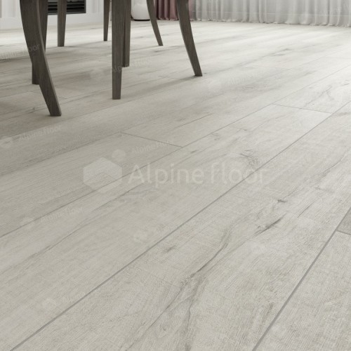 Виниловый пол Alpine Floor замковый Premium XL Дуб Дуб Слоновая кость ECO 7−17 1220×183×8 фото в интерьере