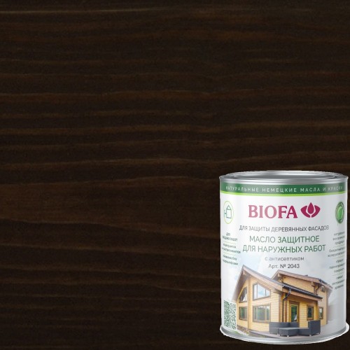 Масло для фасадов Biofa 2043 цвет 4309 Шоколадно-коричневый 0,4 л