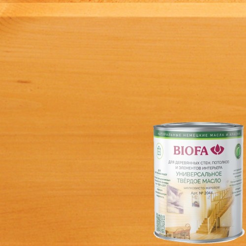 Масло с твердым воском для дерева Biofa 2044 цвет 2011 Янтарный 0,4 л
