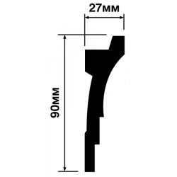 Потолочный плинтус под покраску Hiwood A90V2 с подсветкой 2000×27×90