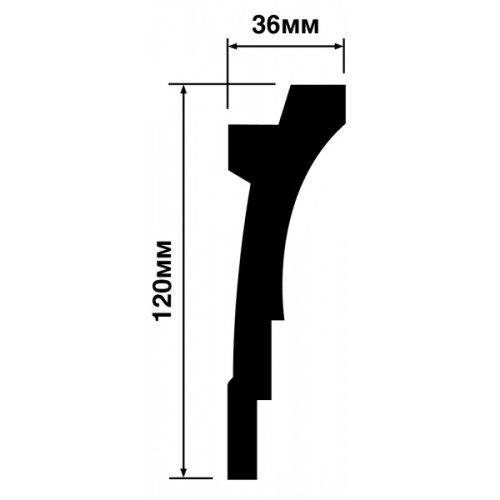 Потолочный плинтус под покраску Hiwood A120 с подсветкой 2000×36×120