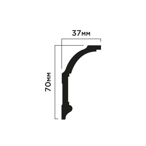 Потолочный плинтус под покраску Hiwood A70V2 с подсветкой 2000×37×70