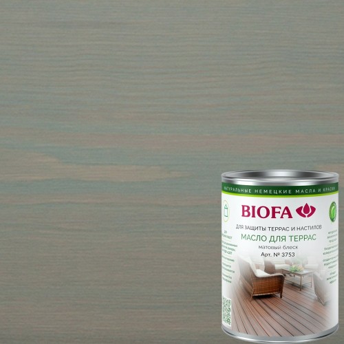 Масло для террас Biofa 3753 цвет 3705 Серый 2,5 л