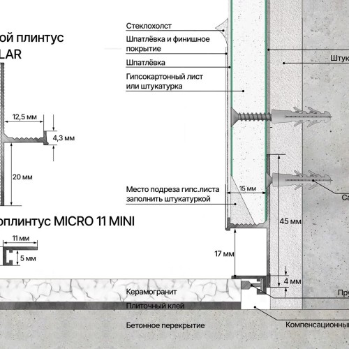 Плинтус алюминиевый теневой Laconistiq Regular Черный 31-11-300 3000×45×15 Плинтус алюминиевый теневой Laconistiq Regular Черный 31-11-300 3000×45×15